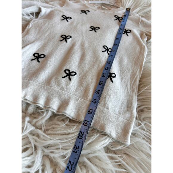 Crewcuts Girls‎ Crew Neck Sequin Bow Sweater Long Sleeve White Size Medium (8-9) - Picture 9 of 9